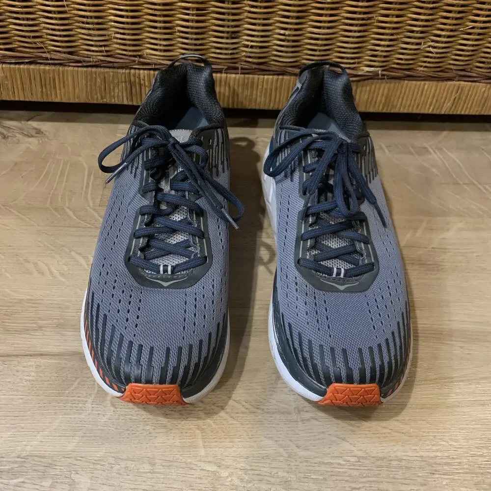 Hoka One One Clifton 5 Running Shoes Men's 10.5 Gray Blue Lightweight Trainer